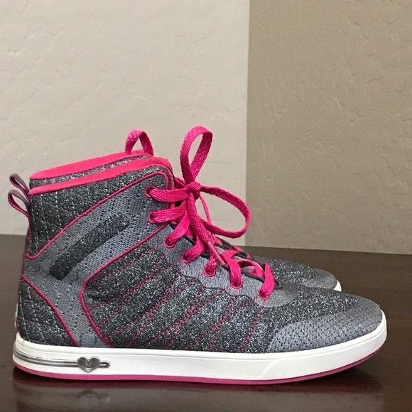Skechers Girls Shoutouts Glitzy Ritz Sneakers Shoes Gray 84304L High Top 6 M - Picture 1 of 6